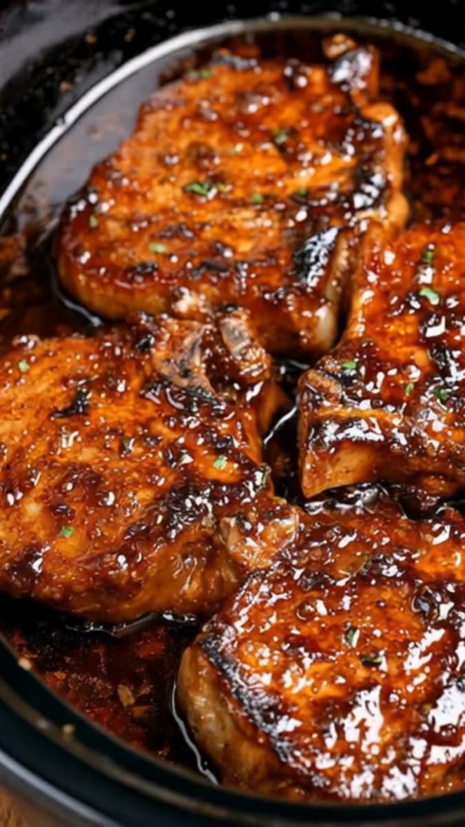 Côtelettes de Porc BBQ Collantes à la Mijoteuse