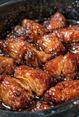 Bouchées de porc caramélisées au miel et à l'ail dans une mijoteuse