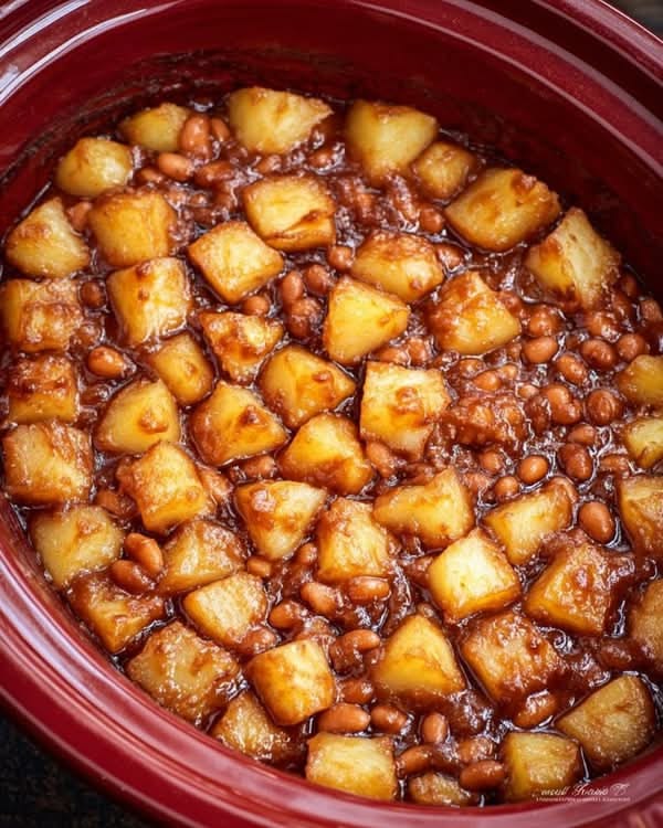 Pommes de terre et haricots cuisinés à la mijoteuse avec sauce barbecue