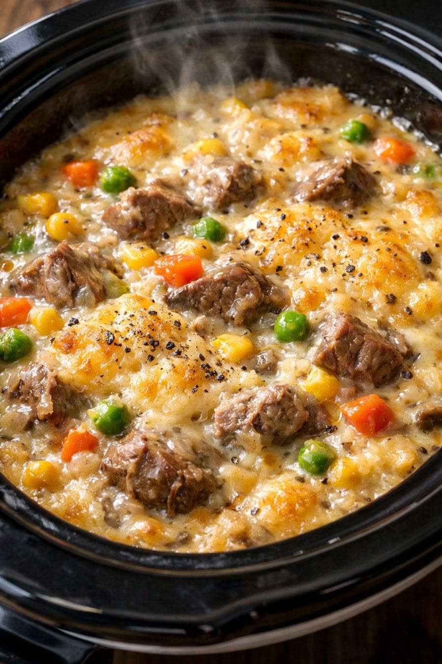 Boeuf crémeux aux boulettes de pâte à la mijoteuse, plat réconfortant et savoureux