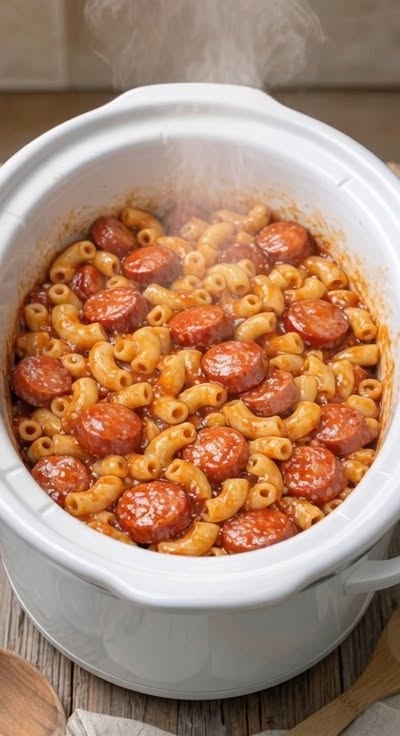 Macaronis à la saucisse fumée à la mijoteuse