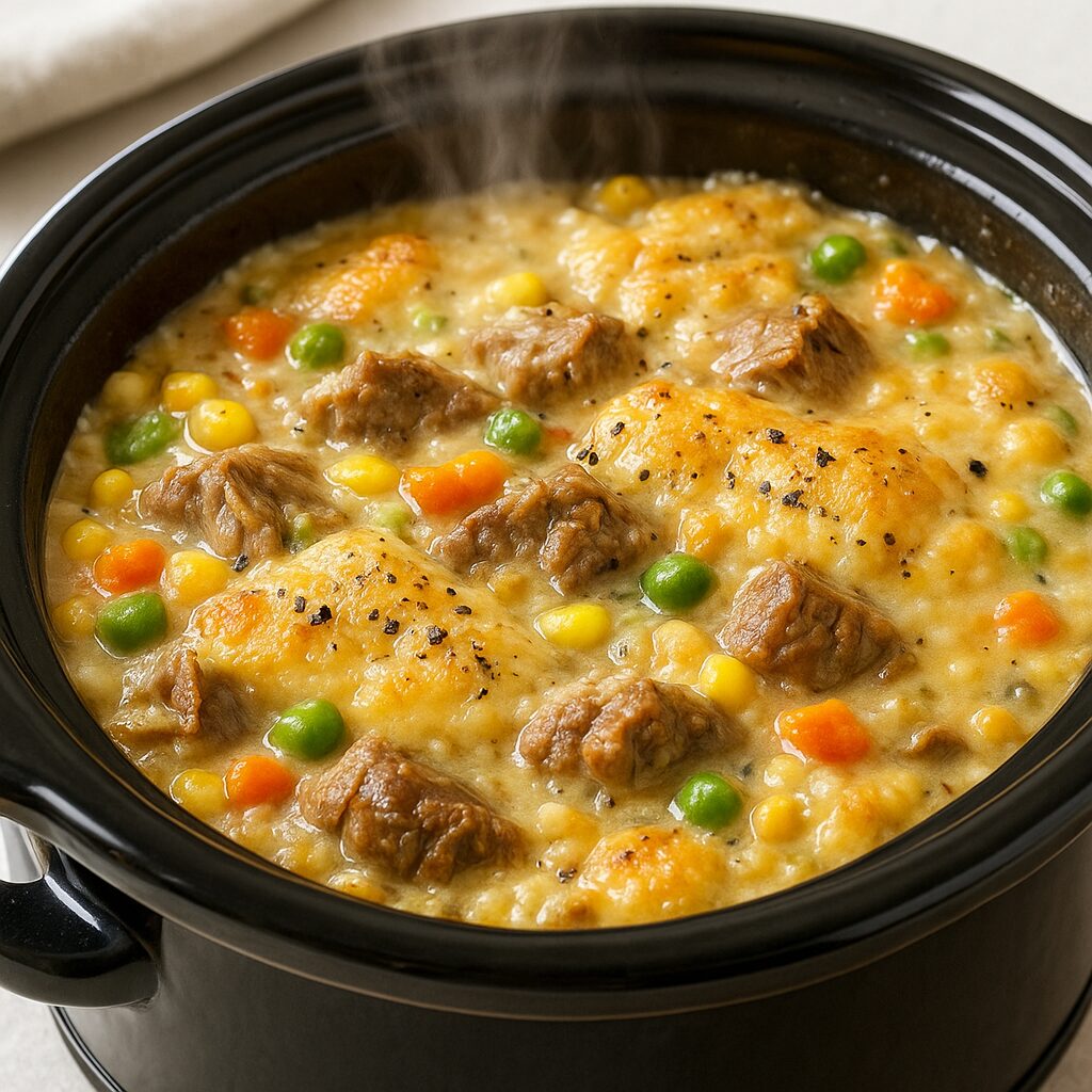 Boeuf crémeux aux boulettes de pâte à la mijoteuse, plat réconfortant et savoureux