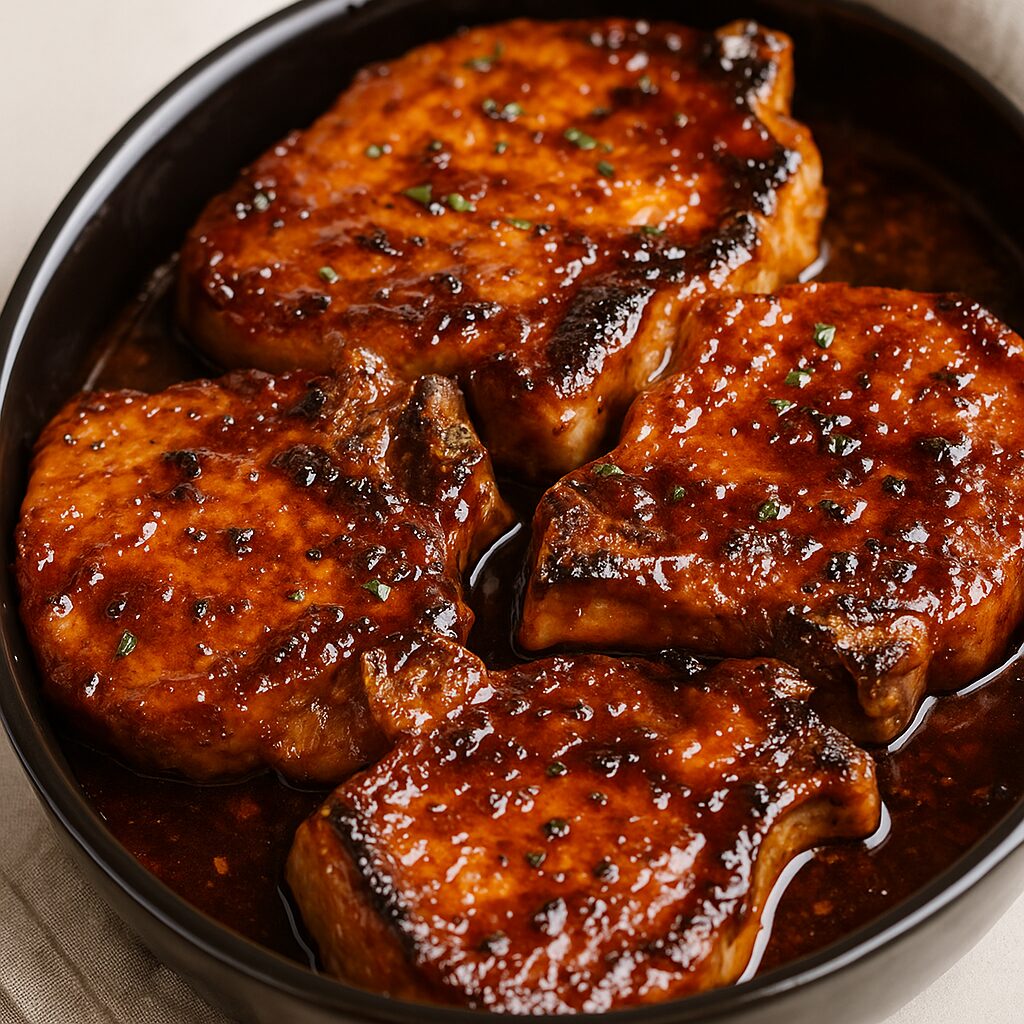 Côtelettes de porc BBQ collantes à la mijoteuse