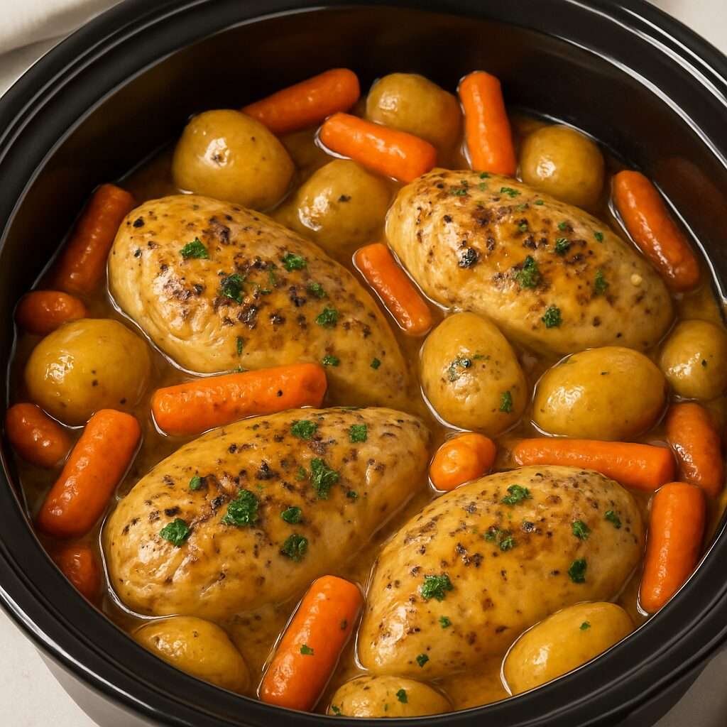Poulet à la mijoteuse avec pommes de terre et carottes