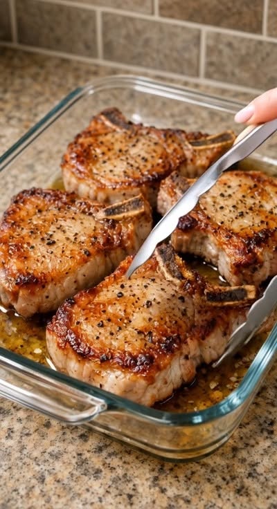 Côtelettes de porc dorées et savoureuses au four