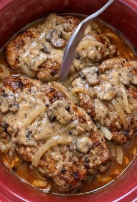 Côtelettes de porc crémeuses aux champignons préparées à la mijoteuse