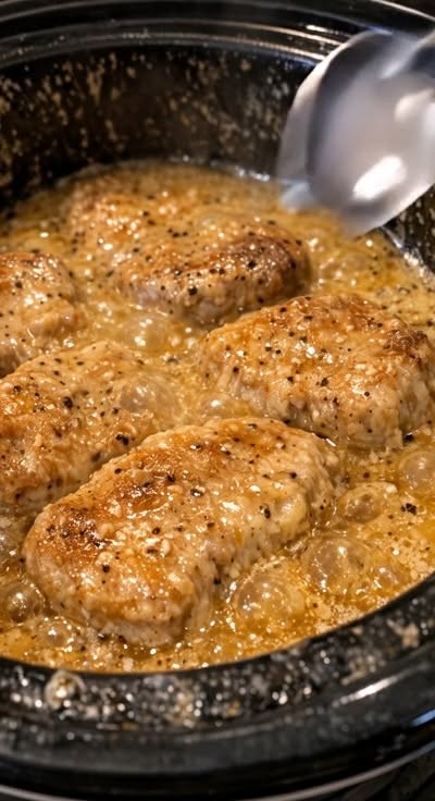 Côtelettes de porc crémeuses à l'ail et aux oignons à la mijoteuse
